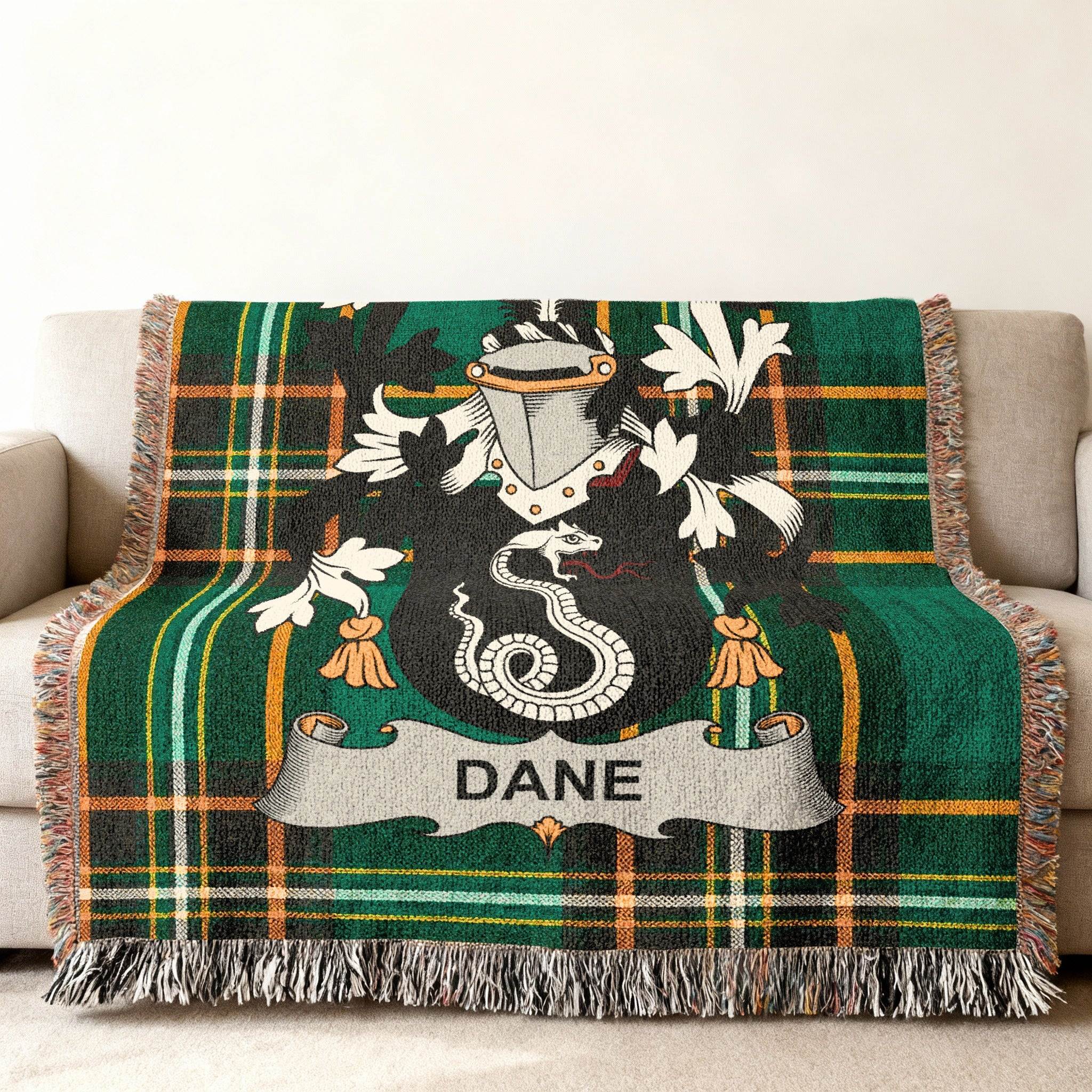Dane Family Crest Tartan Plaid Pattern Blanket