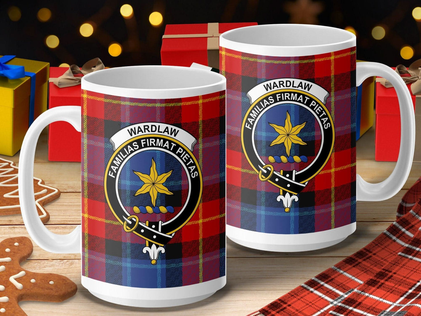 Wardlaw Family Crest Tartan Design Mug product