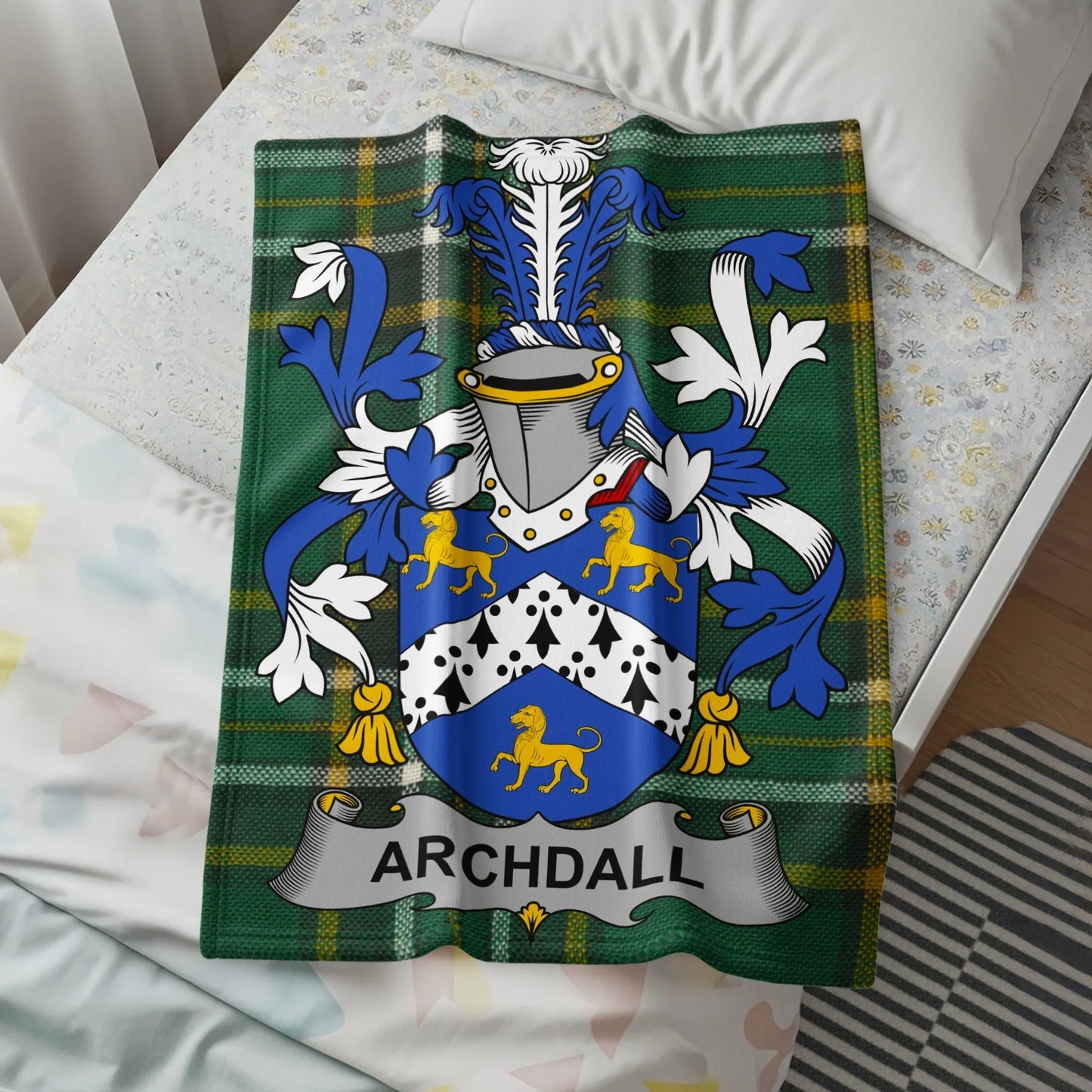 Family Crest Archdall Emblem Plaid Throw Blanket product