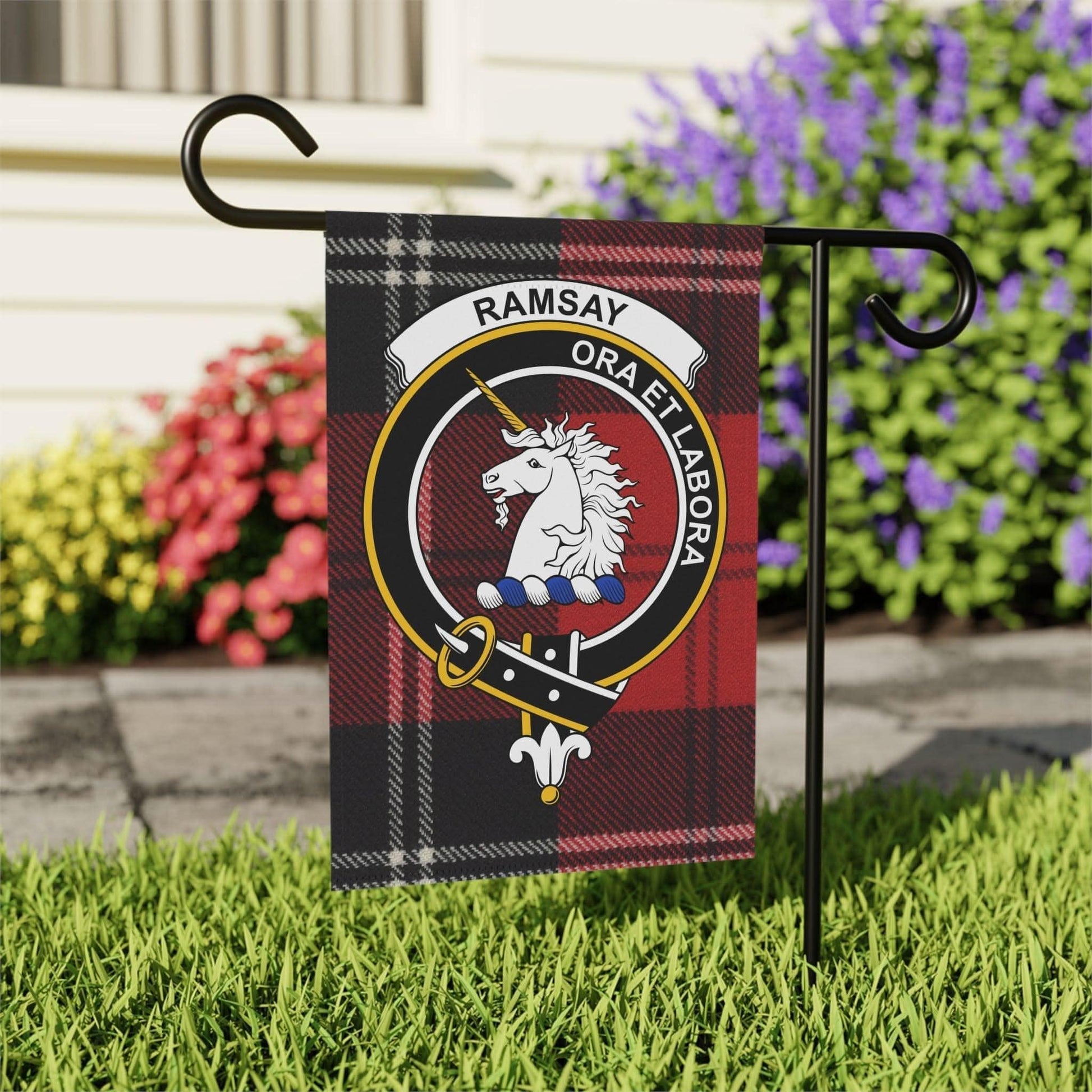 Ramsay Clan Scottish Tartan Crest Garden Flag - Celtic Ancestry Gifts