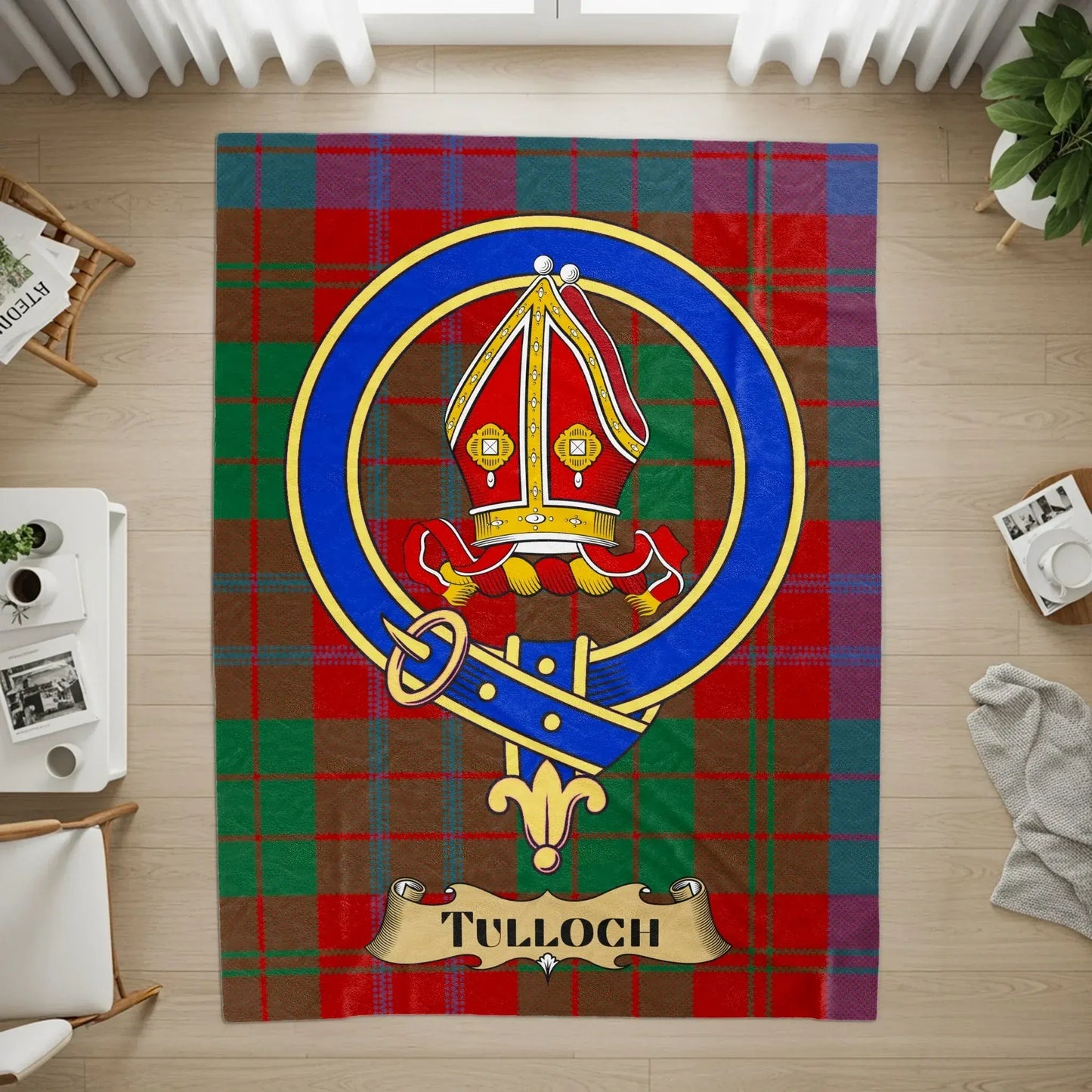 Colorful Tulloch Family Crest Tartan Rug product type