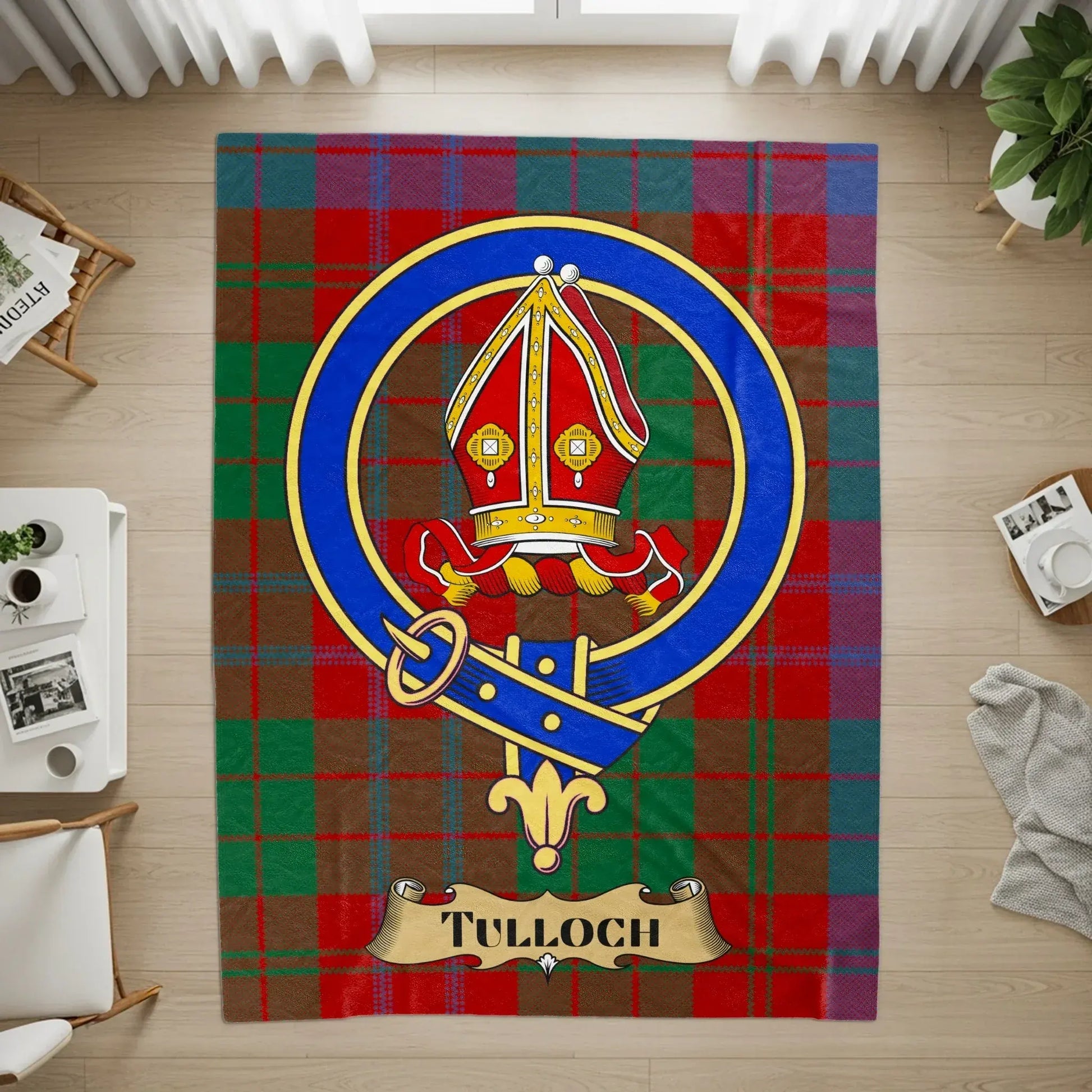 Colorful Tulloch Family Crest Tartan Rug product type
