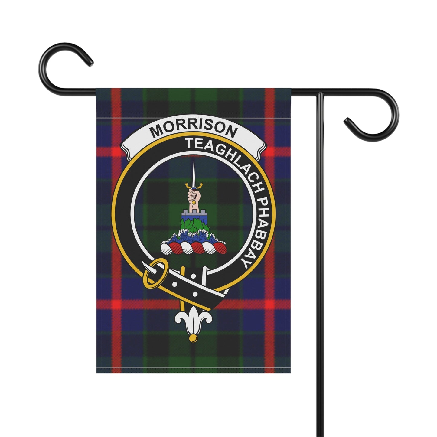 Morrison Clan Scottish Tartan Crest Garden Flag