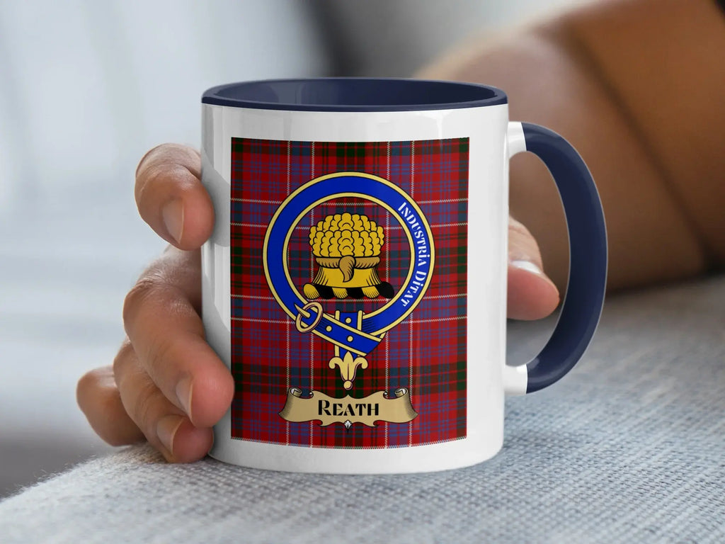Reath Clan Crest Tartan Background Ceramic Mug