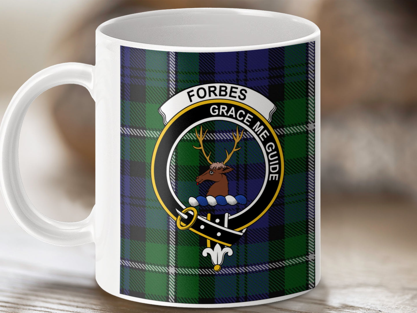 Clan Forbes Scottish Tartan Crest Mug - Living Stone Gifts