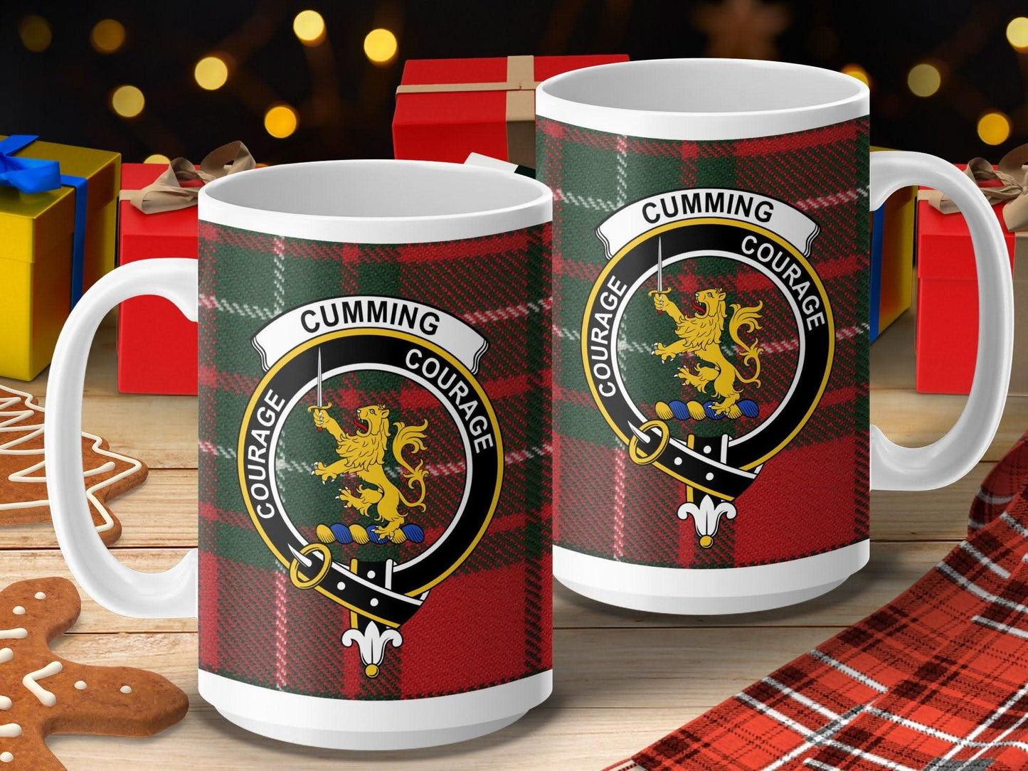Courage Lion Plaid Personalized Mug product type