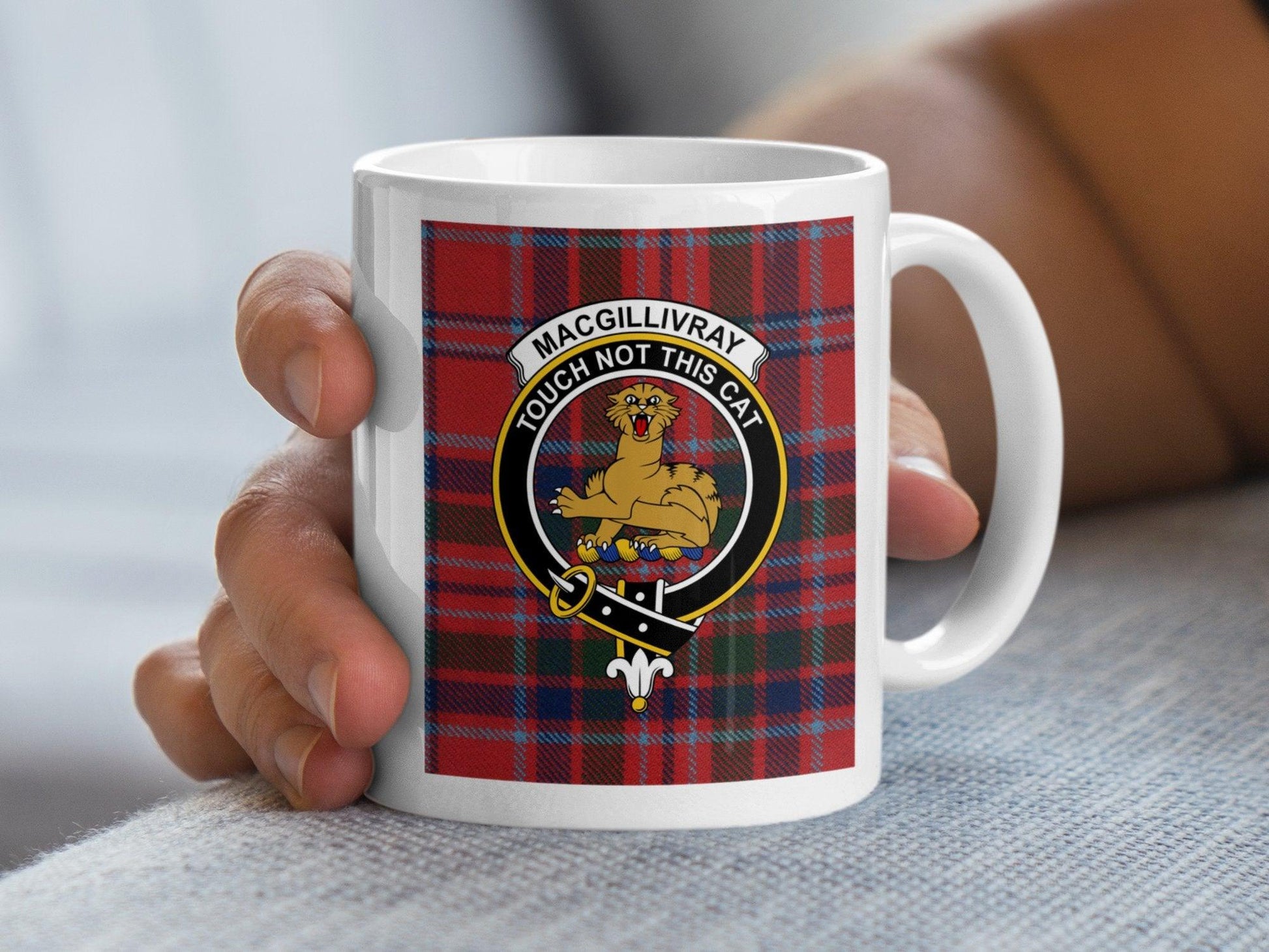 MacGillivray Clan Crest and Tartan Design Mug - Living Stone Gifts