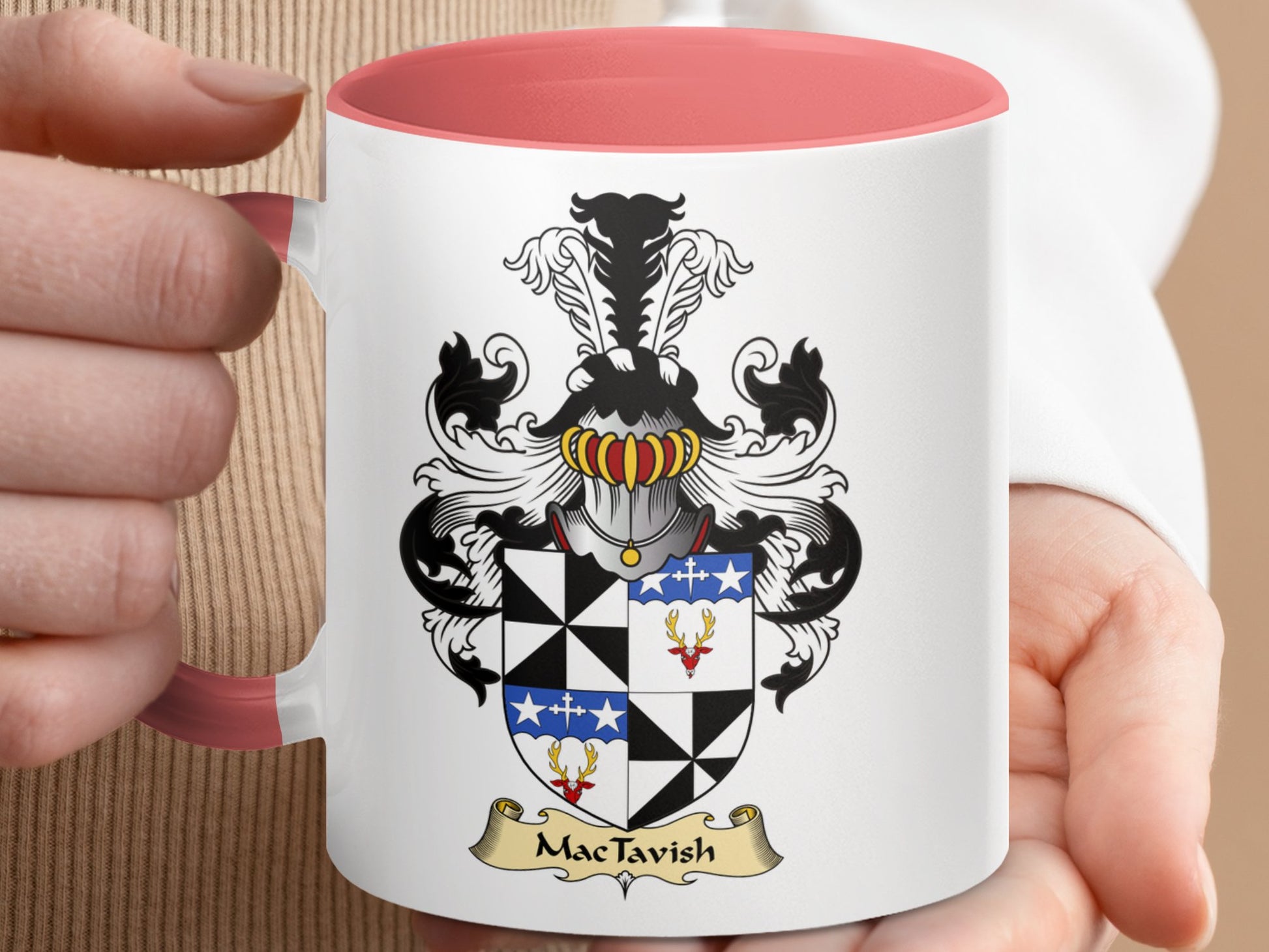 MacTavish Family Crest Coat of Arms Accent Coffee Mug - Living Stone Gifts