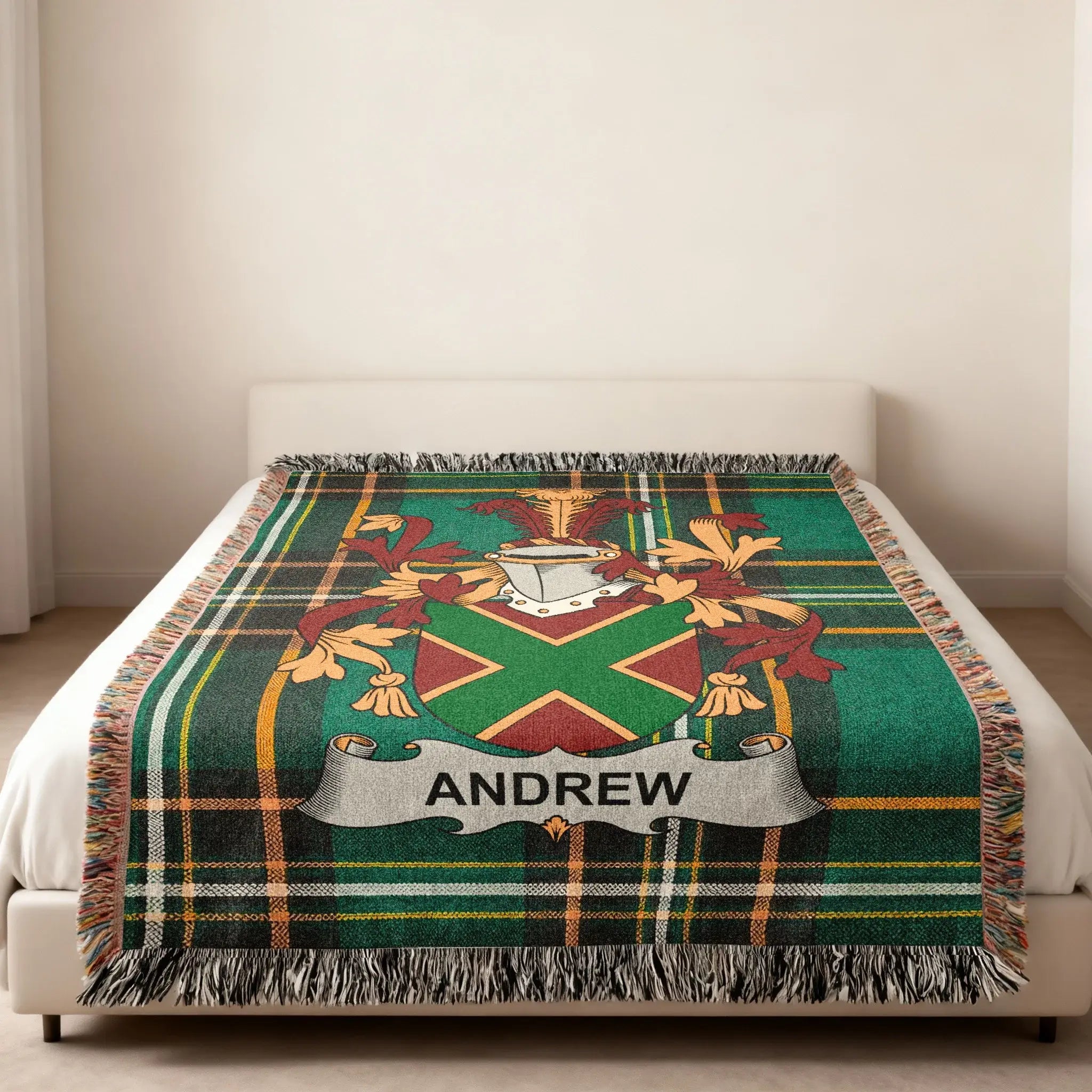 Andrew Crest Plaid Green Decorative Blanket product type
