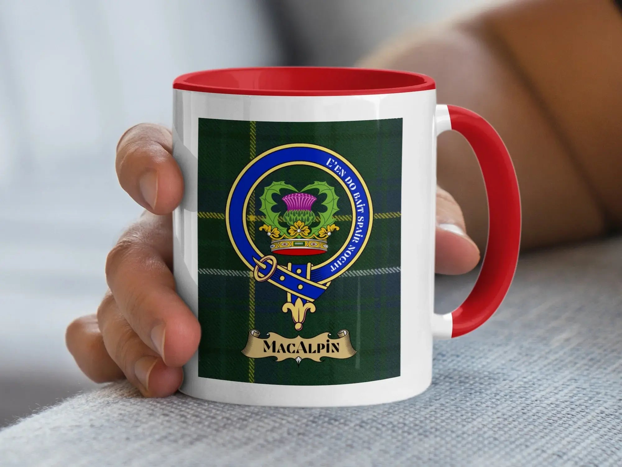 MacAlpin family crest ceramic mug for everyday coffee and tea