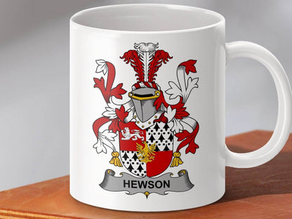 Hewson Surname Irish Family Crest Mug - Celtic Ancestry Gifts