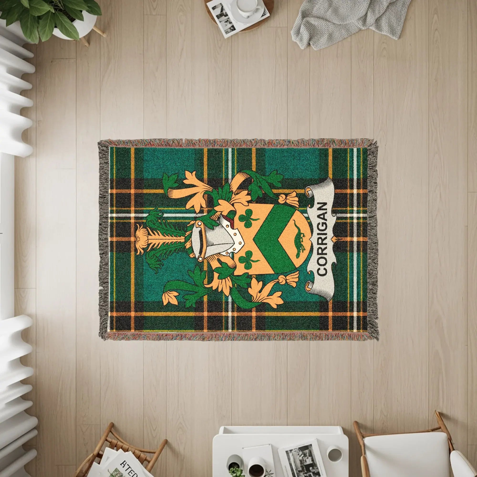 Corrigan Family Crest Green Tartan Woven Throw product type