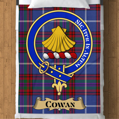 Cowan Clan Scottish Tartan Crest Throw Blanket - Living Stone Gifts