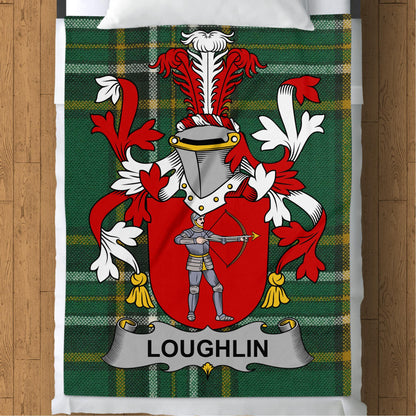 Loughlin Surname Irish Tartan Throw Blanket - Living Stone Gifts