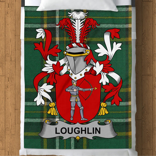 Loughlin Surname Irish Tartan Throw Blanket - Living Stone Gifts