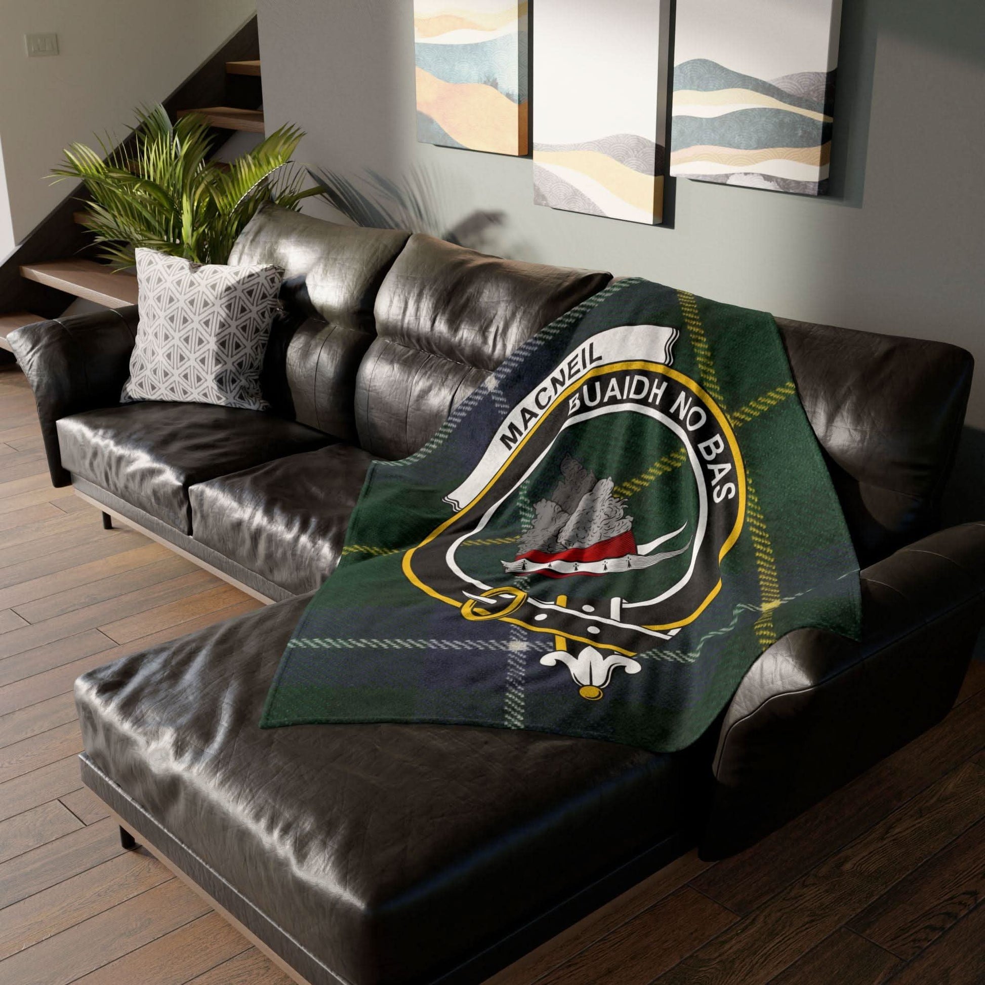 MacNeil Clan Tartan Blanket – Scottish Crest Throw, Soft & Cozy - Celtic Ancestry Gifts
