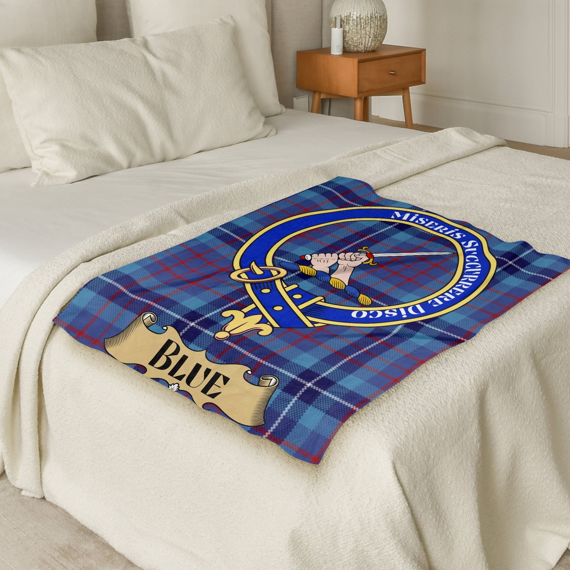 Miseris Succurrere Disco Scottish Tartan Crest Throw Blanket - Living Stone Gifts