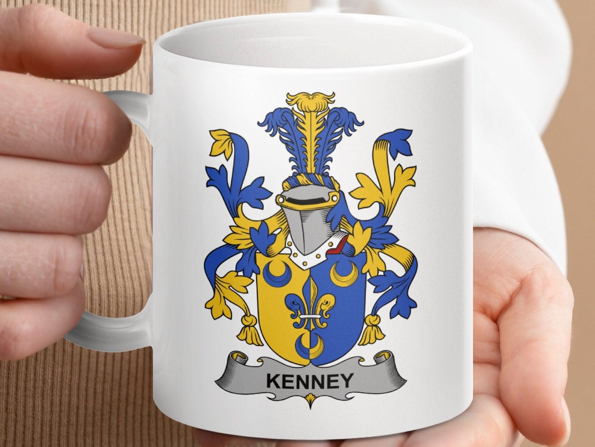 Kenney Surname Irish Family Crest Heritage Design Mug - Celtic Ancestry Gifts