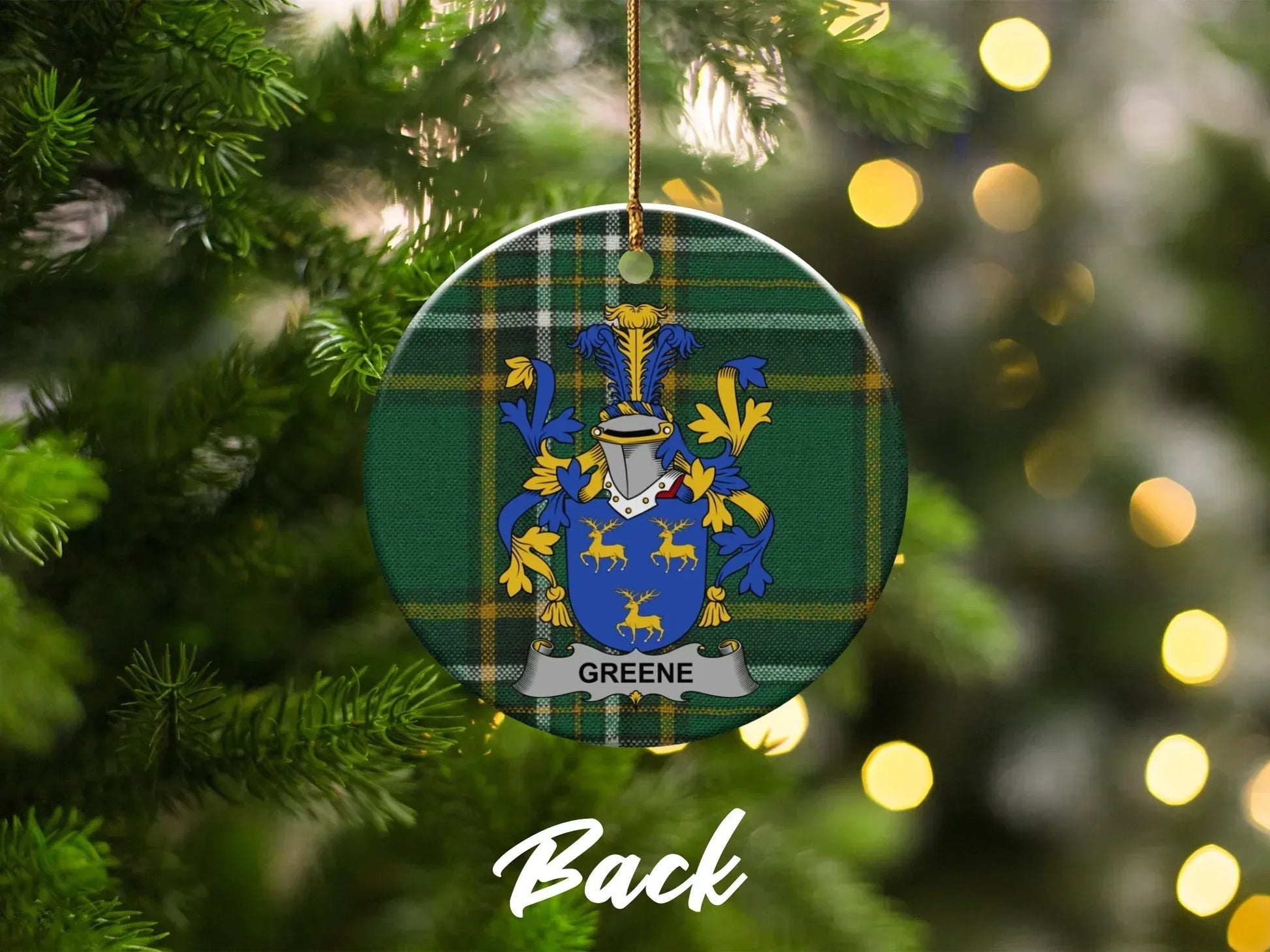 Family Crest With Tartan Christmas Tree Decoration product
