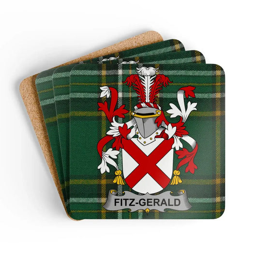 Fitz-Gerald Family Crest Plaid Pattern Coaster Set product