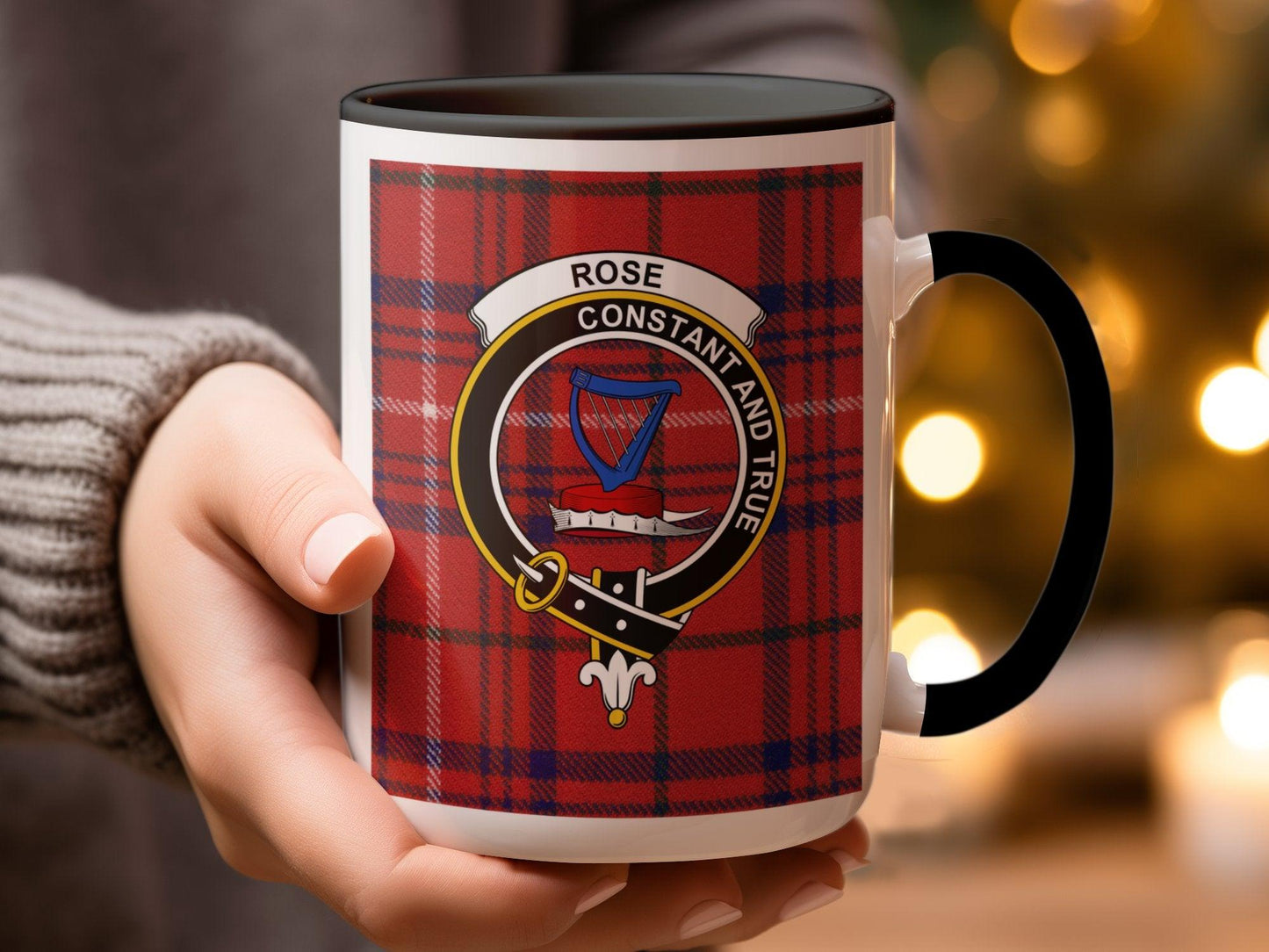 Scottish Clan Rose Constant and True Crest Tartan Mug - Living Stone Gifts