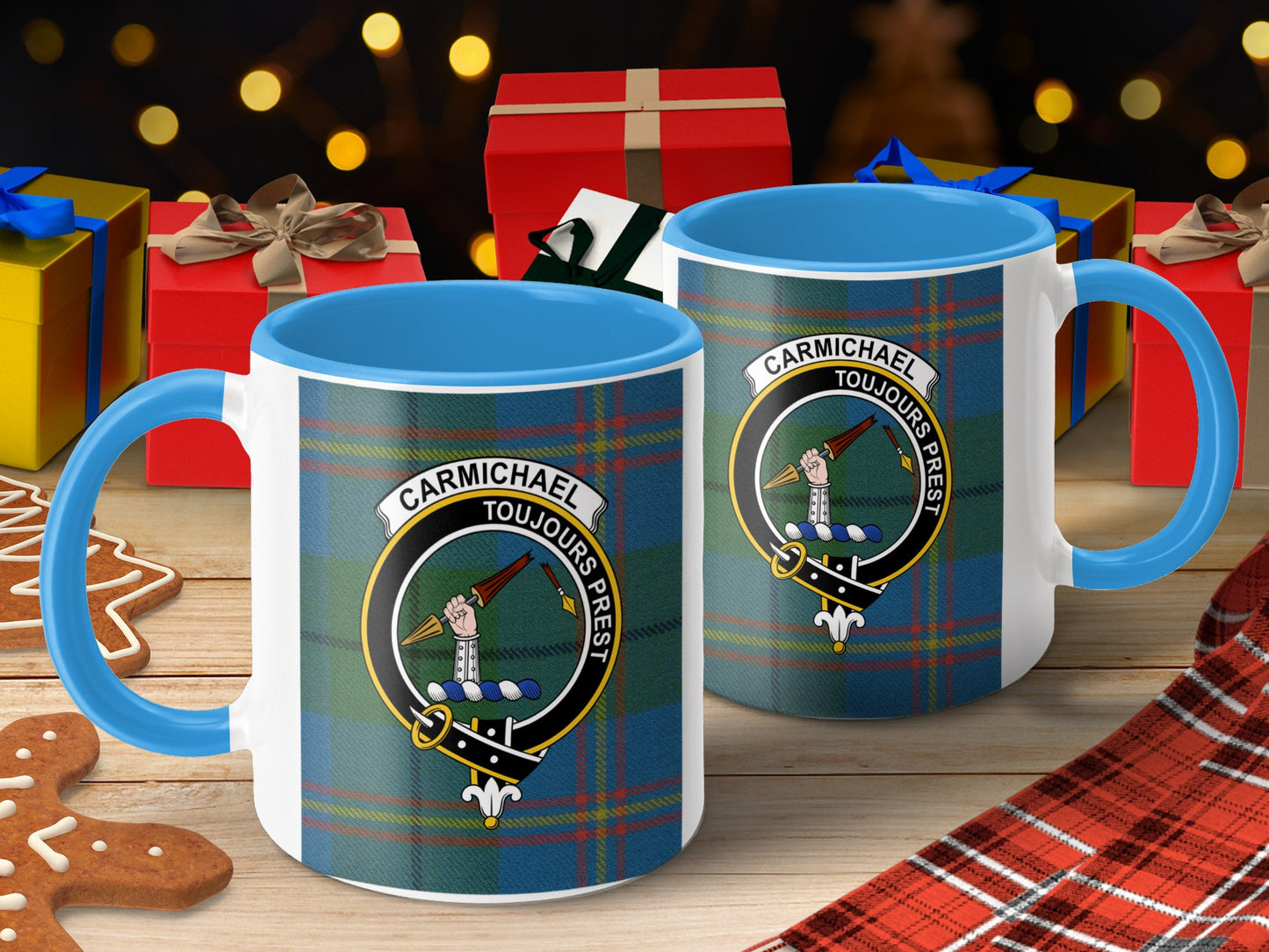 Clan Carmichael Scottish Tartan Crest Toujours Prest Mug - Living Stone Gifts