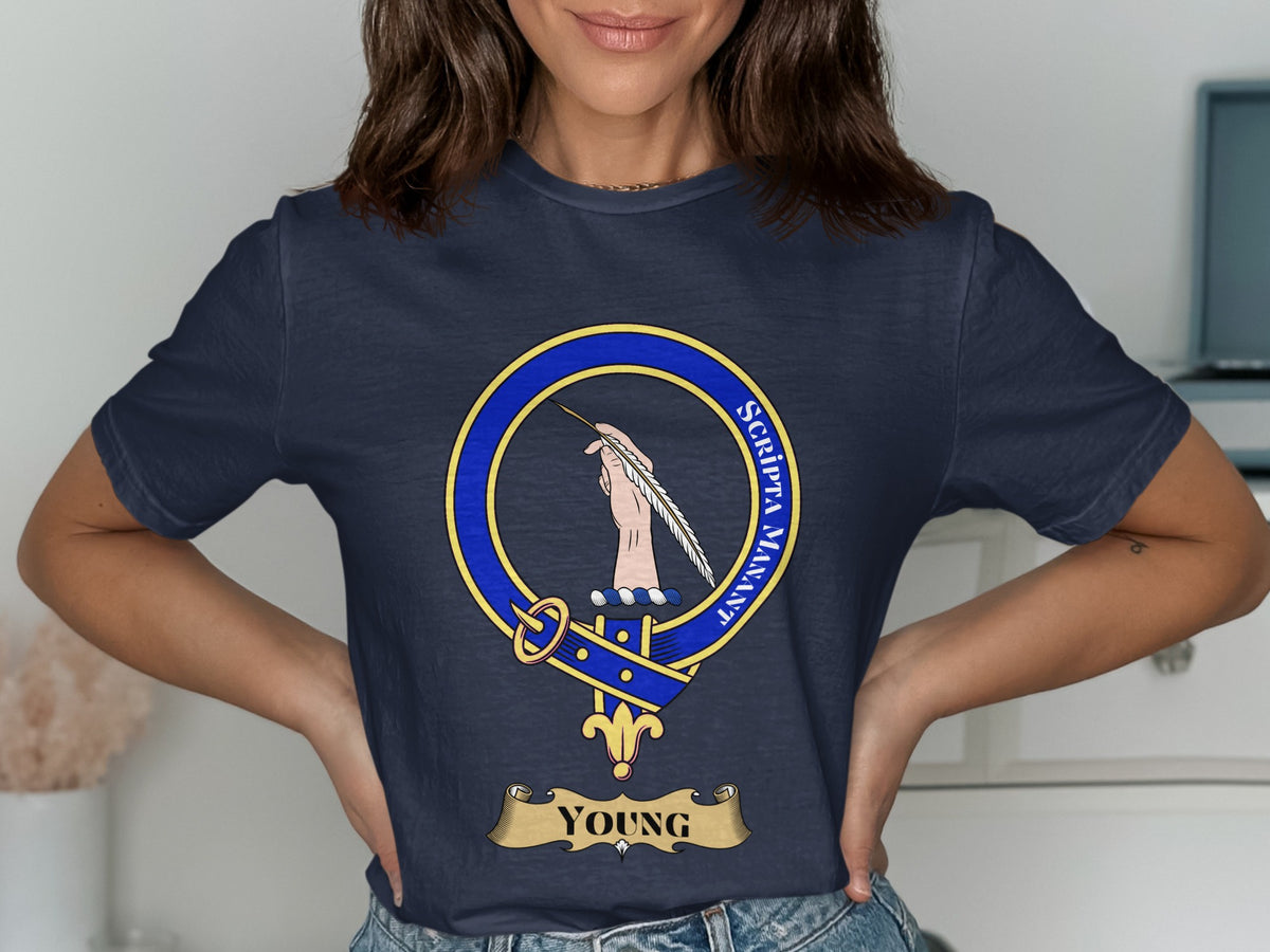 Young Scottish clan crest design on Navy T-shirt