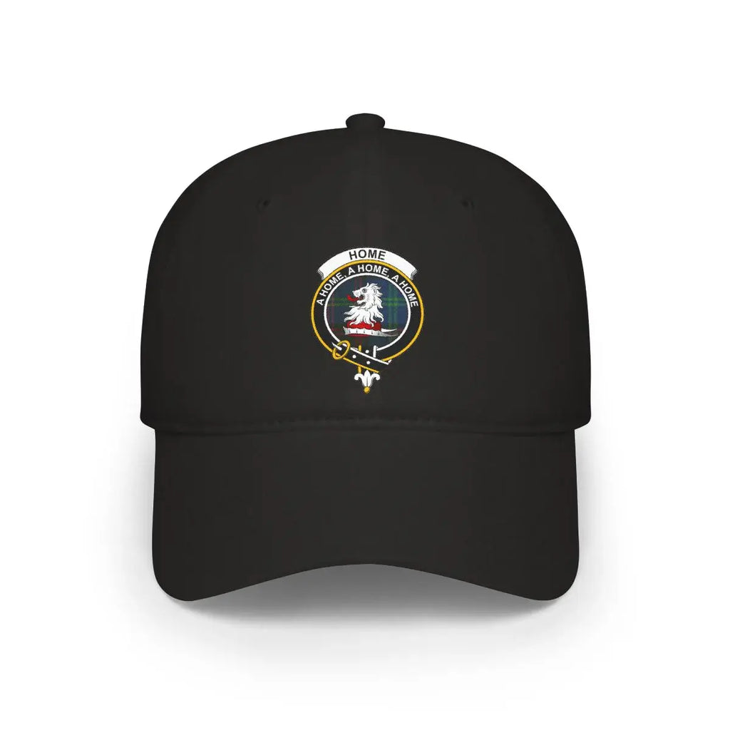 Home clan crest tartan cap in black — 100% cotton with A Home A Home A Home lion heraldic design