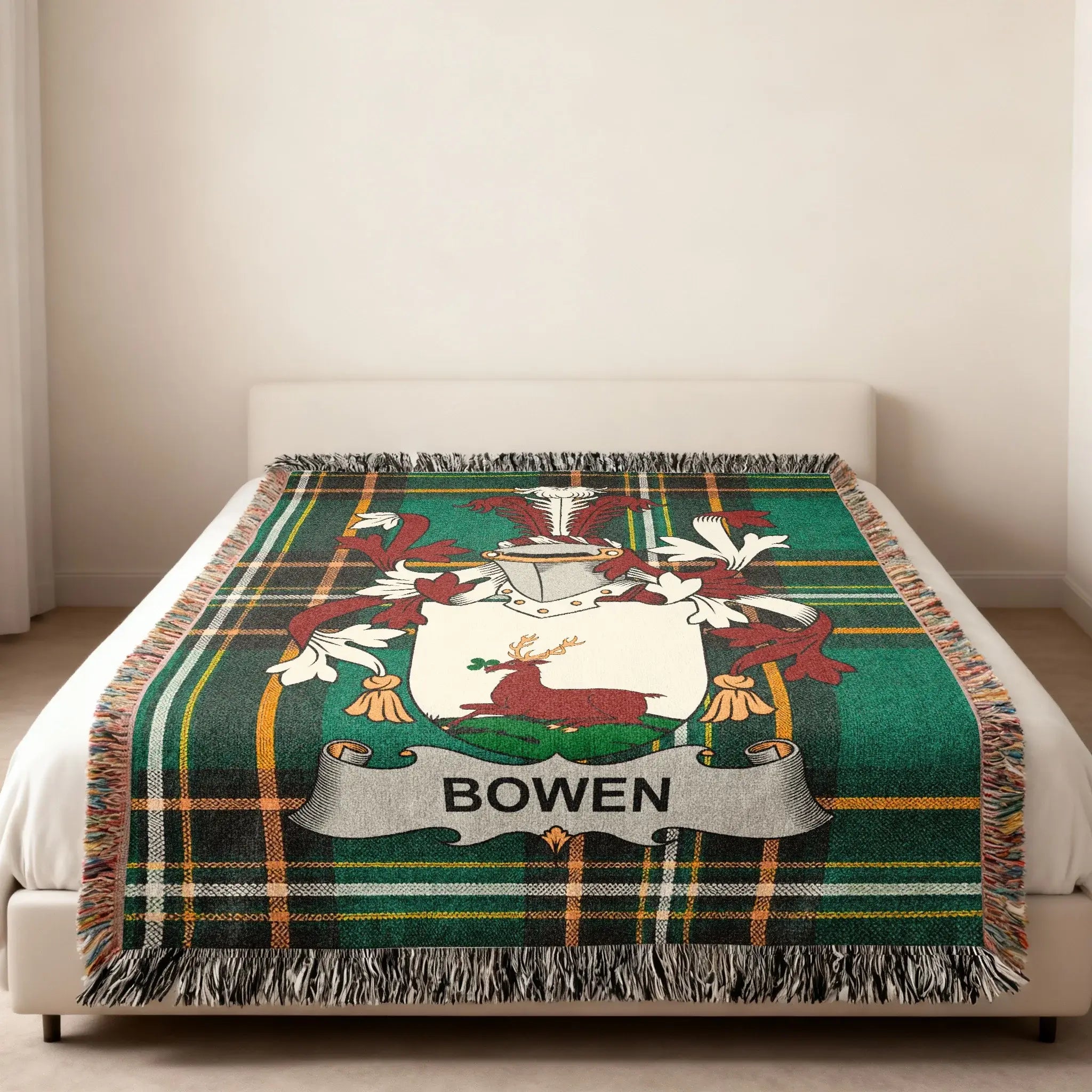 Bowen Crest Green Plaid Blanket Fringed product type