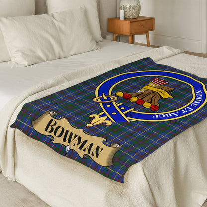 Scottish Clan Bowman Crest Tartan Throw Blanket - Living Stone Gifts