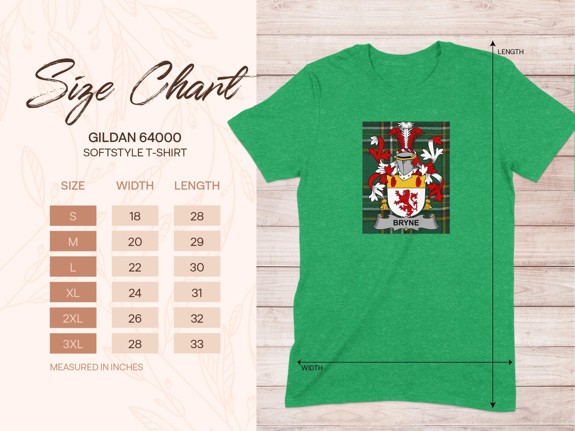Bryne Family Crest on Irish Tartan Background T-Shirt - Celtic Ancestry Gifts