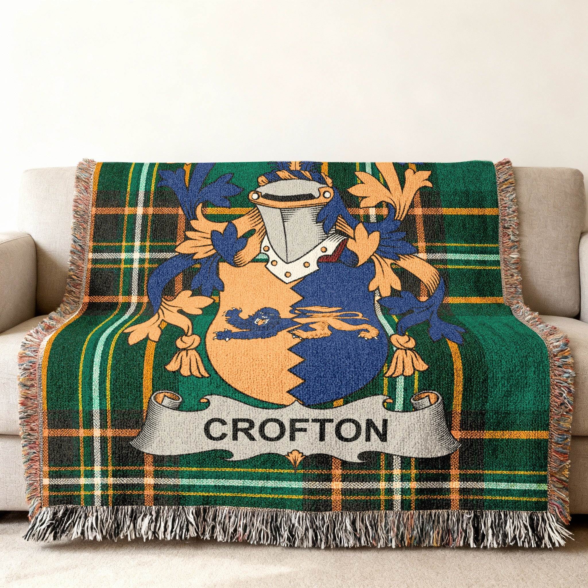 Crofton Crest Green Tartan Plaid Blanket product type