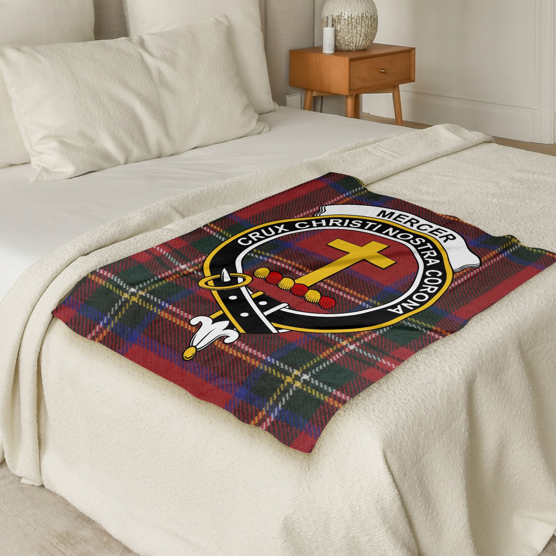 Scottish Clan Mercer Tartan Throw Blanket - Living Stone Gifts