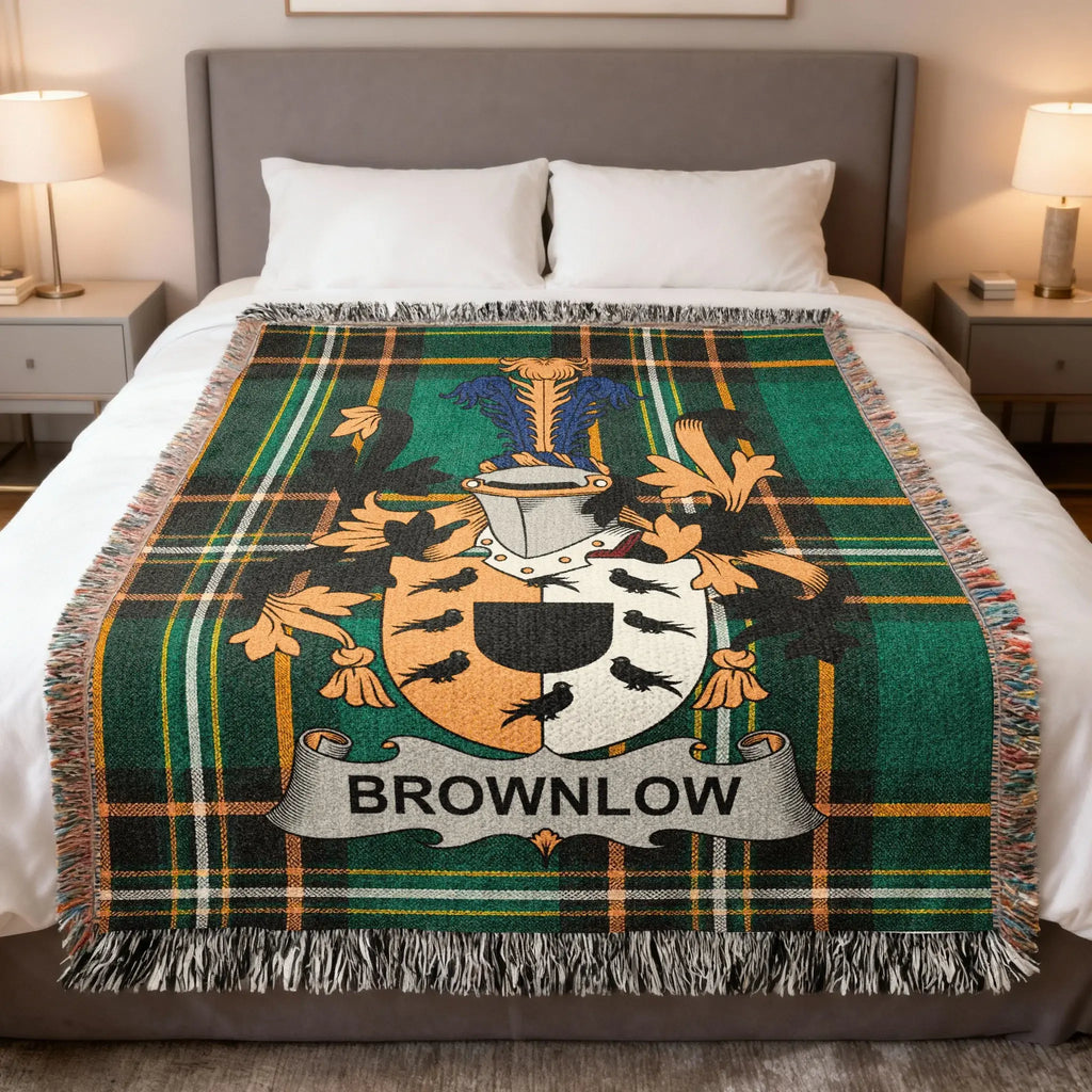Brownlow Crest Green Plaid Custom Throw Blanket product type