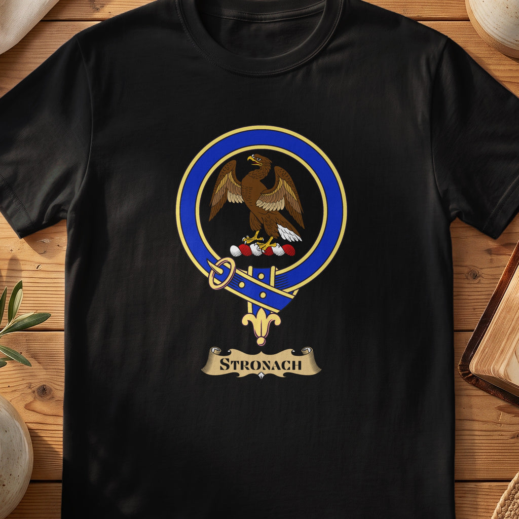 Stronach Scottish clan crest T-shirt in Black