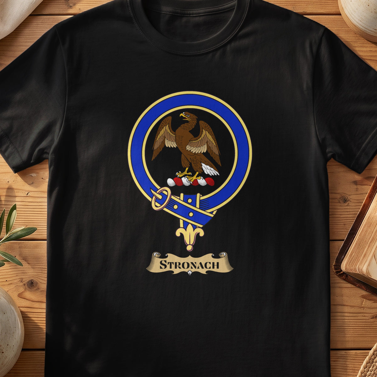 Stronach Scottish clan crest T-shirt in Black