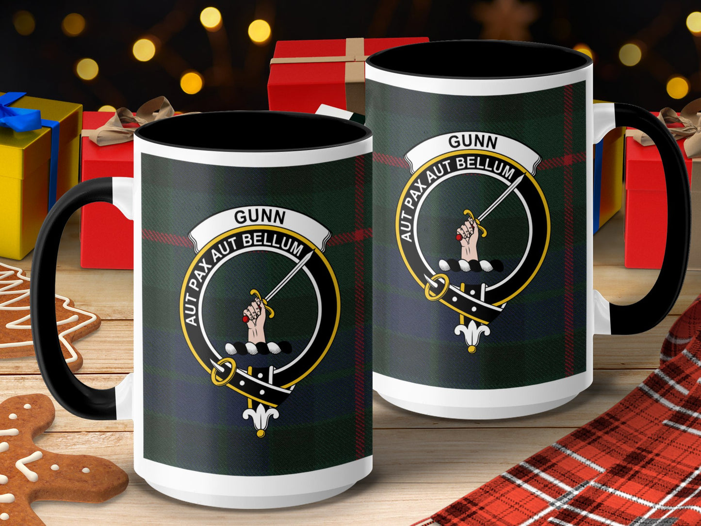 Clan Gunn Scottish Tartan Coat of Arms Crest Mug - Living Stone Gifts