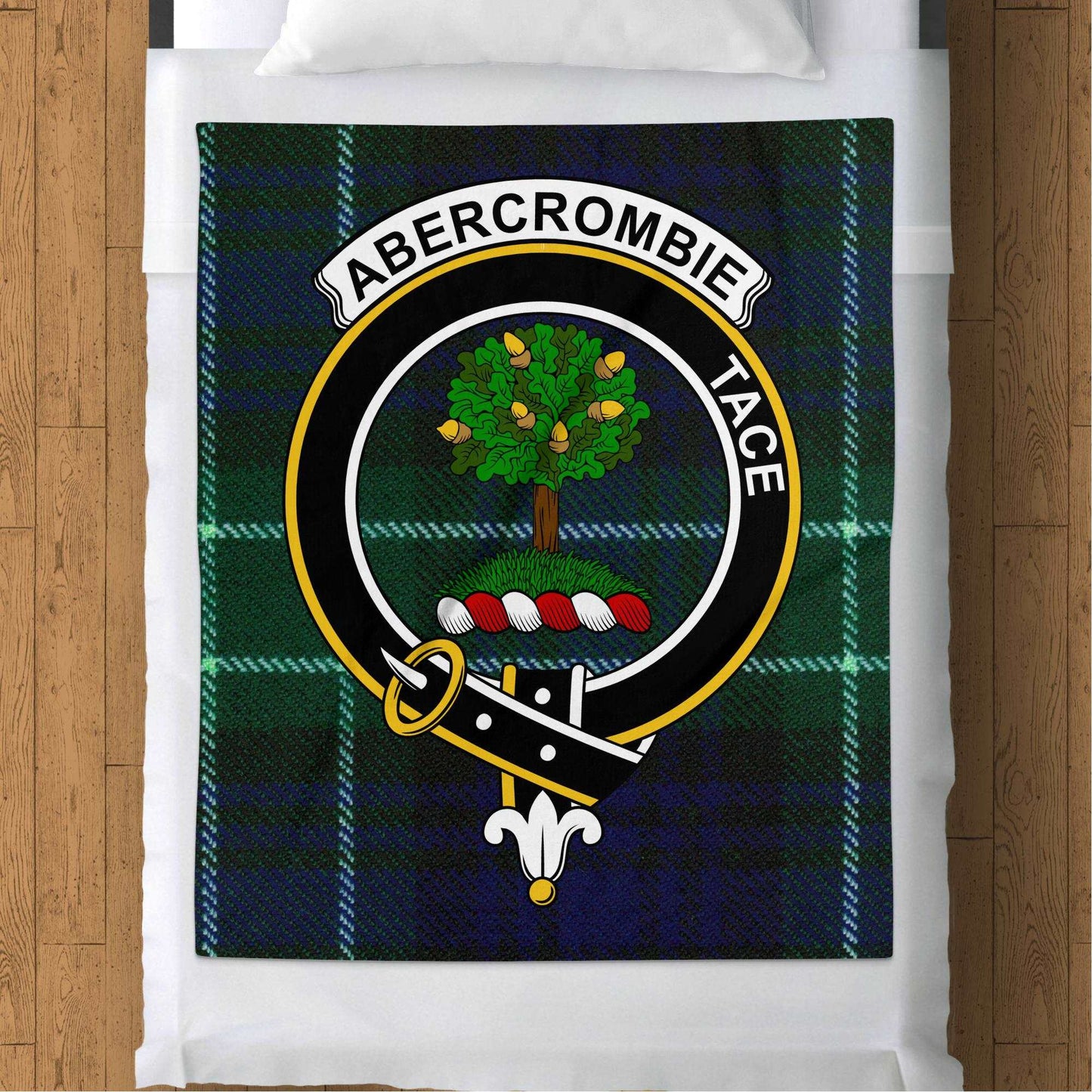 Abercrombie Tace Crest Scottish Tartan Throw Blanket - Living Stone Gifts