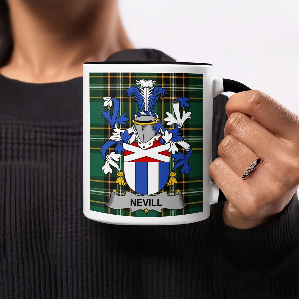 Nevill Irish heritage mug with black handle and interior