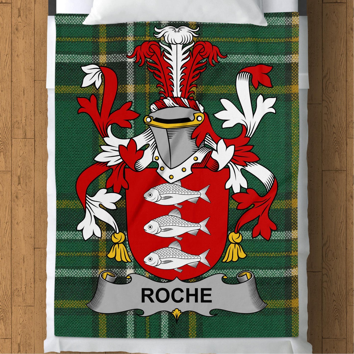 Roche Surname Irish Tartan Throw Blanket - Living Stone Gifts