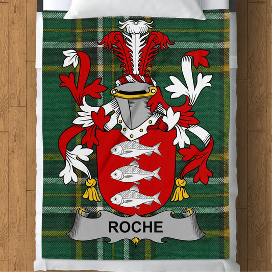 Roche Surname Irish Tartan Throw Blanket - Living Stone Gifts