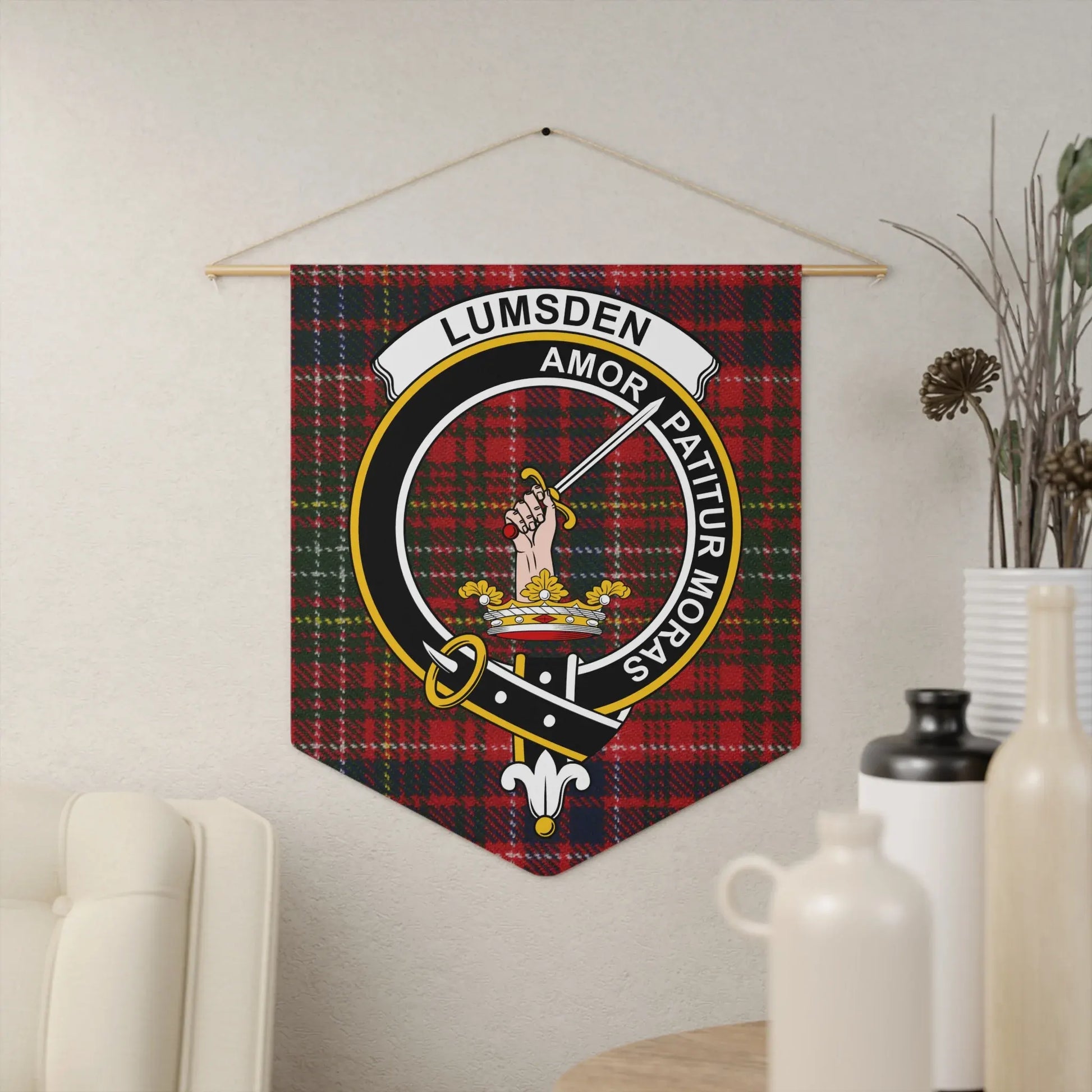 Lumsden Amor Patitur Moras Clan Crest Tapestry product