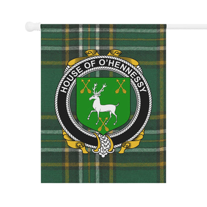 House of O'Hennessy Green Tartan Emblem Flag