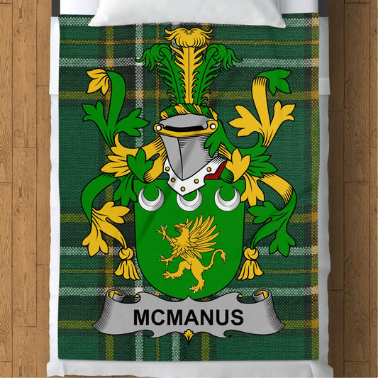 McManus Surname Irish Tartan Throw Blanket - Living Stone Gifts