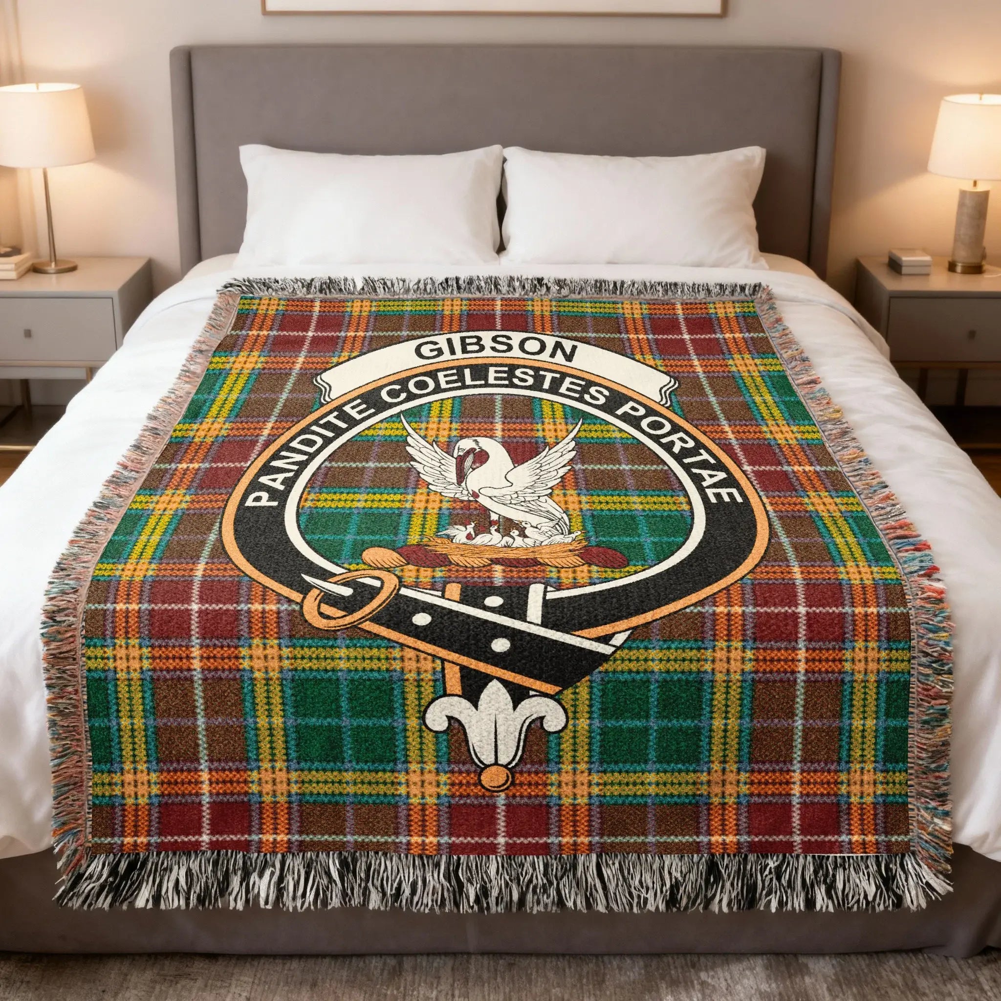 Gibson Family Crest Blanket with Latin Motto Design