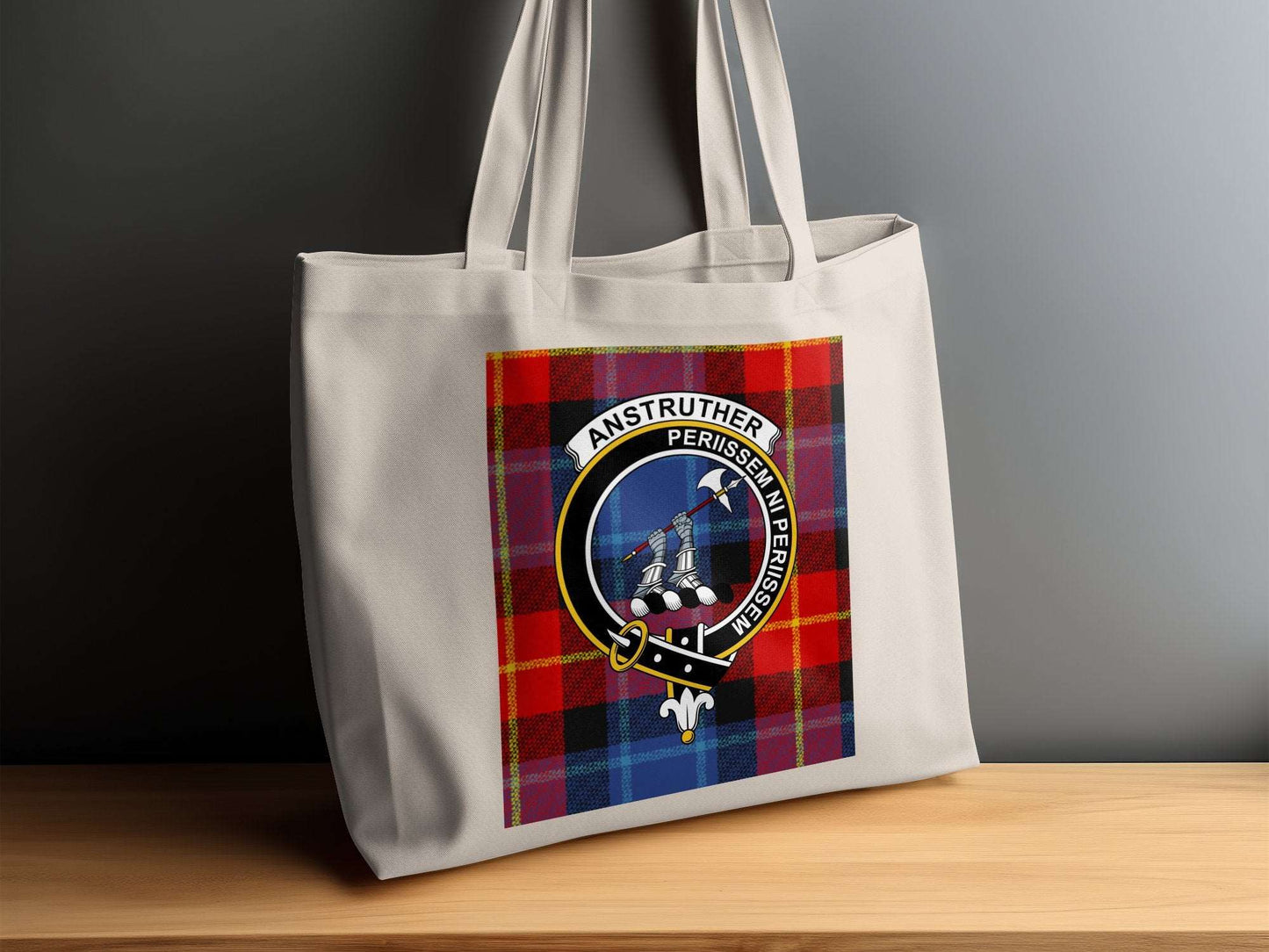 Anstruther Clan Crest Tartan Design Tote Bag - Living Stone Gifts