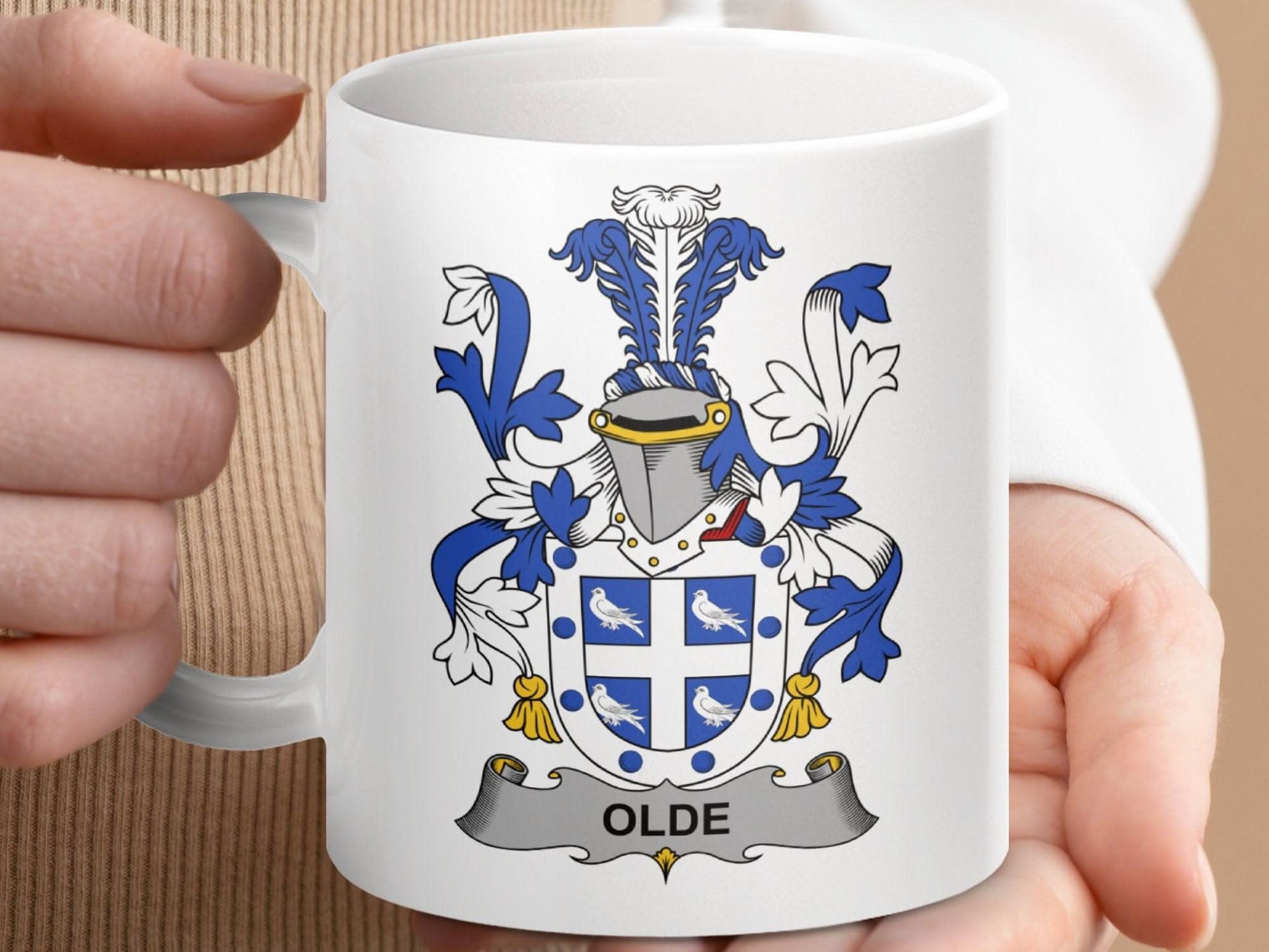 Olde Heraldic Family Crest Coat of Arms Mug - Celtic Ancestry Gifts