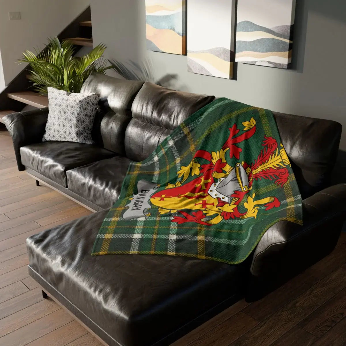 Cozy Vibrant Family Crest Design with Plaid Blanket product
