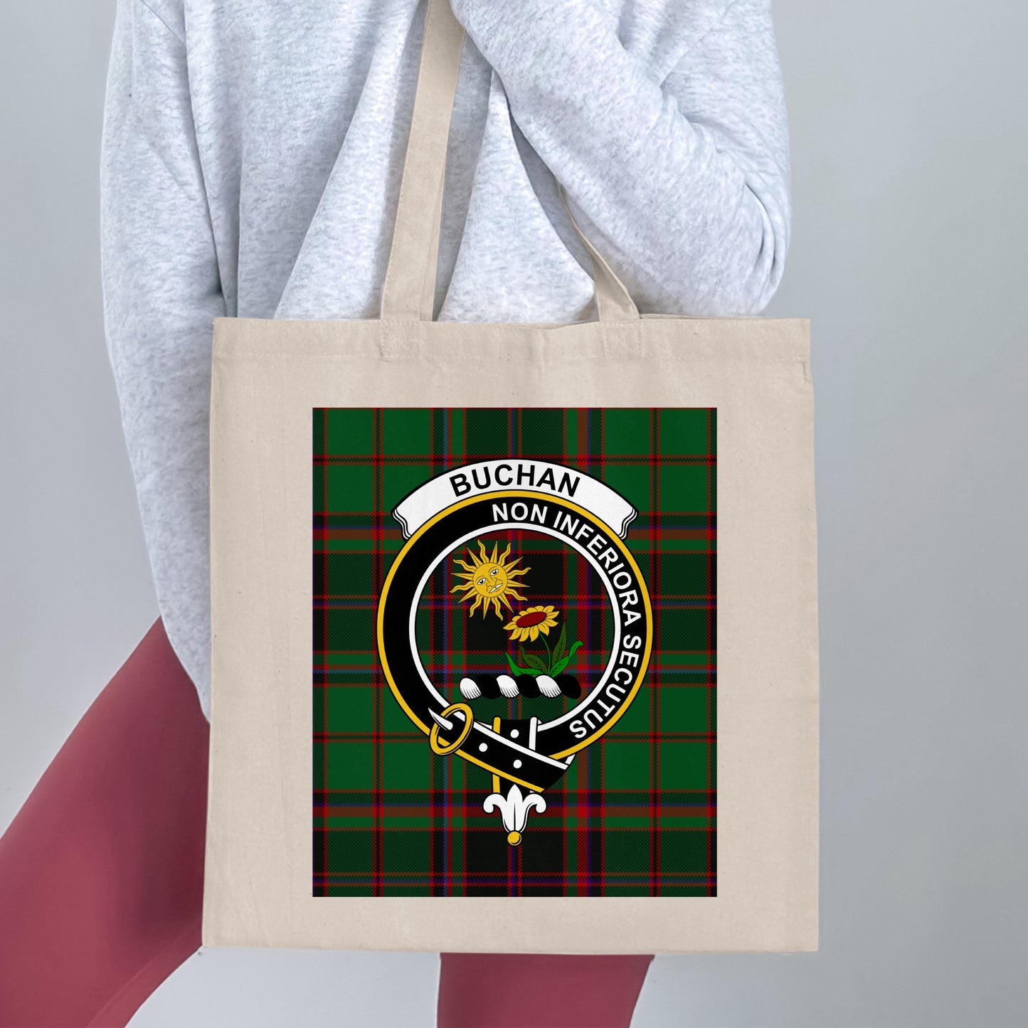 Buchan Clan Scottish Tartan Crest Tote Bag - Living Stone Gifts