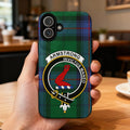 Armstrong clan crest tartan phone case — Invictus Maneo design, glossy finish for iPhone and Samsung